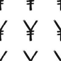Nahtloses Muster der Yen-Zeichenikon-Pinselbeschriftung, kalligraphischer Symbolhintergrund des Schmutzes, Vektorillustration vektor