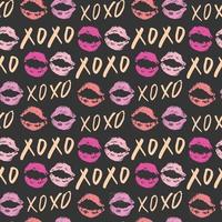 xoxo pensel bokstäver tecken sömlösa mönster, grunge kalligrafiska kramar och kyss fras, internet slang förkortning xoxo symboler, vektorillustration isolerad på vit bakgrund vektor