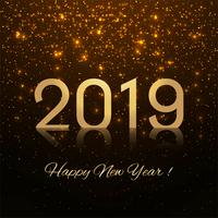 Bunter glänzender Hintergrund des Textes 2019 des guten Rutsch ins Neue Jahr vektor