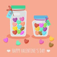 Valentine Candy Heart i Jar Vector