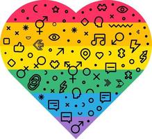 LGBT-Stolz-Regenbogenflagge in Herzformen gesetzter Vektor