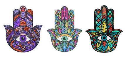 Hamsa, Fatima Hand Illustrationen Set vektor