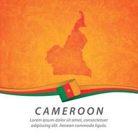 Kamerun flagga med karta vektor