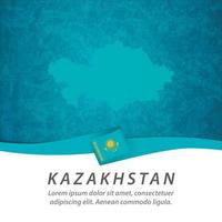 Kazakstan flagga med karta vektor