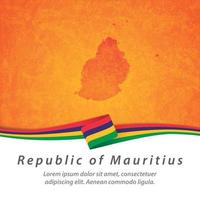 republik mauritus flagge mit karte vektor