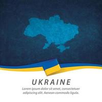 Ukrainas flagga med karta vektor