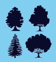 Bäume Silhouetten Symbole vektor