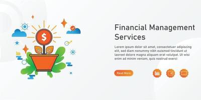 Vorlage für die Zielseite des Finanzmanagements. kreative Website-Vorlagen-Designs. bearbeitbare Vektorillustration. vektor