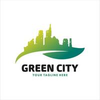grön stad logotyp design premie vektor