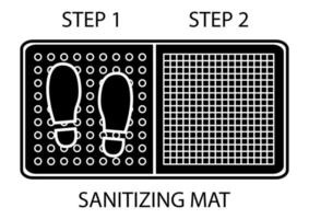 desinfizierende Matte. Desinfektionsmatte. antibakterieller Einstiegsteppich im Glyphenstil. desinfizierende Zweizonenmatte für Schuhe. Vektor