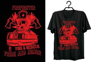 Feuerwehrmann T-Shirt Design. Typografie, Brauch, Vektor T-Shirt Design. Welt Feuerwehrmann T-Shirt Design