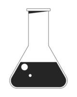 glas flaska med flytande platt svartvit isolerat vektor objekt. flaska med smal nacke. redigerbar svart och vit linje konst teckning. enkel översikt fläck illustration för webb grafisk design