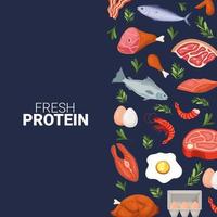 färskt protein bokstäver vektor