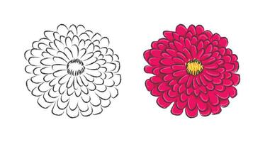 lila desi Hand gezeichnet Stil Vektor Blumen mit Linie Kunst Illustration
