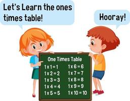 tecknad karaktär av två barn håller en gånger tabell banner vektor