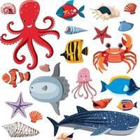 tecknade havet liv sömlösa mönster med havet djur karaktär vektor