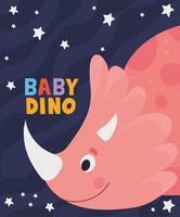 Baby-Dino-Schriftzug und eine Kinderillustration eines niedlichen rosa Dinosauriers vektor