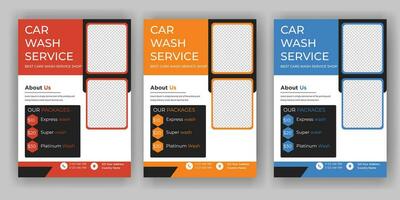 kreativ Auto waschen Flyer Satz, abstrakt Design Autowäsche Flyer bündeln, Auto Detaillierung, Auto Detaillierung Flyer, Auto waschen Poster Vorlagen vektor