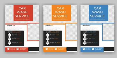 kreativ Auto waschen Flyer Satz, abstrakt Design Autowäsche Flyer bündeln, Auto Detaillierung, Auto Detaillierung Flyer, Auto waschen Poster Vorlagen vektor