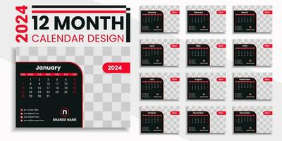 unik och kreativ skrivbord kalender design 2024 mall vektor