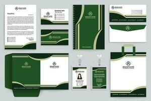 korporativ Grün Farbe Schreibwaren Design vektor