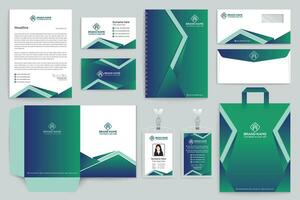 korporativ Grün Farbe Schreibwaren Design vektor