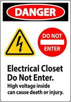 Achtung Zeichen elektrisch Wandschrank - - tun nicht eingeben. hoch Stromspannung Innerhalb können Ursache Tod oder Verletzung vektor