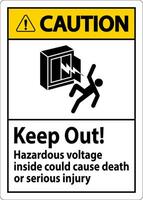 varning tecken ha kvar ut farlig Spänning inuti, skulle kunna orsak död eller allvarlig skada vektor