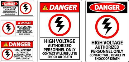 Achtung Zeichen hoch Stromspannung, autorisiert Personal nur, Kontakt werden Ergebnis im Schock oder Tod vektor
