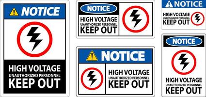 beachten Zeichen hoch Stromspannung nicht autorisiert Personal behalten aus vektor