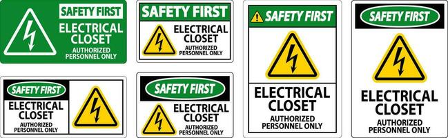 Sicherheit zuerst Zeichen elektrisch Wandschrank - - autorisiert Personal nur vektor