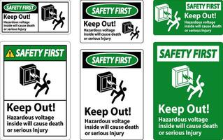 Sicherheit zuerst Zeichen behalten aus gefährlich Stromspannung innen, werden Ursache Tod oder ernst Verletzung vektor