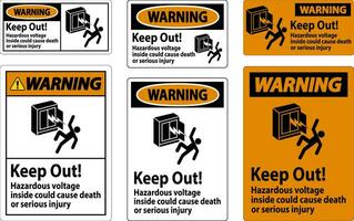 Warnung Zeichen behalten aus gefährlich Stromspannung innen, könnte Ursache Tod oder ernst Verletzung vektor