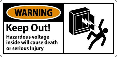 Warnung Zeichen behalten aus gefährlich Stromspannung innen, werden Ursache Tod oder ernst Verletzung vektor