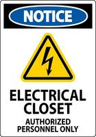 lägga märke till tecken elektrisk garderob - auktoriserad personal endast vektor