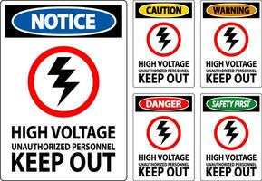Achtung Zeichen hoch Stromspannung nicht autorisiert Personal behalten aus vektor