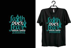 äggstockar cancer t-shirt design. typografi t-shirt design. beställnings- t-shirt design. värld cancer t-shirt design vektor