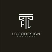 fl Initiale Logo mit geometrisch Säule Stil Design vektor