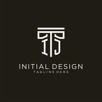ij Initiale Logo mit geometrisch Säule Stil Design vektor