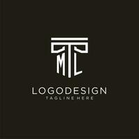 ml första logotyp med geometrisk pelare stil design vektor