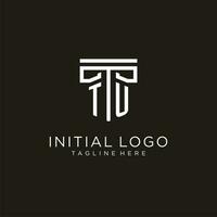 tu Initiale Logo mit geometrisch Säule Stil Design vektor