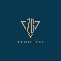 zg Logo Initialen Dreieck gestalten Stil, kreativ Logo Design vektor