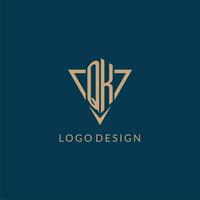 qk Logo Initialen Dreieck gestalten Stil, kreativ Logo Design vektor