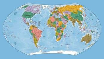 politisch Welt Karte Spanisch Sprache Wagner vii Projektion vektor