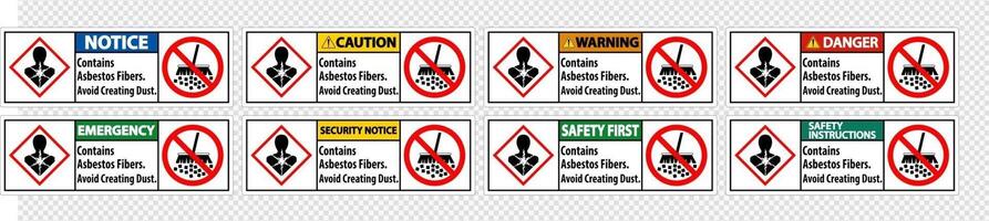 Etikett enthält Asbestfasern, Staubbildung vermeiden vektor