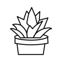 kontinuerlig ett linje teckning av Hem växt i en pott träd vektor illustration