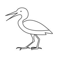 kontinuerlig ett linje teckning av häger fågel vektor illustration