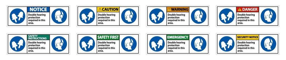 In diesem Bereich ist ein doppelter Gehörschutz mit Ohrenschützern und Ohrstöpseln erforderlich vektor