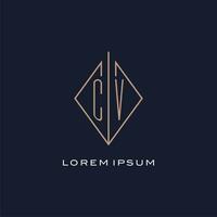 monogram CV logotyp med diamant romb stil, lyx modern logotyp design vektor