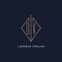 monogram dv logotyp med diamant romb stil, lyx modern logotyp design vektor